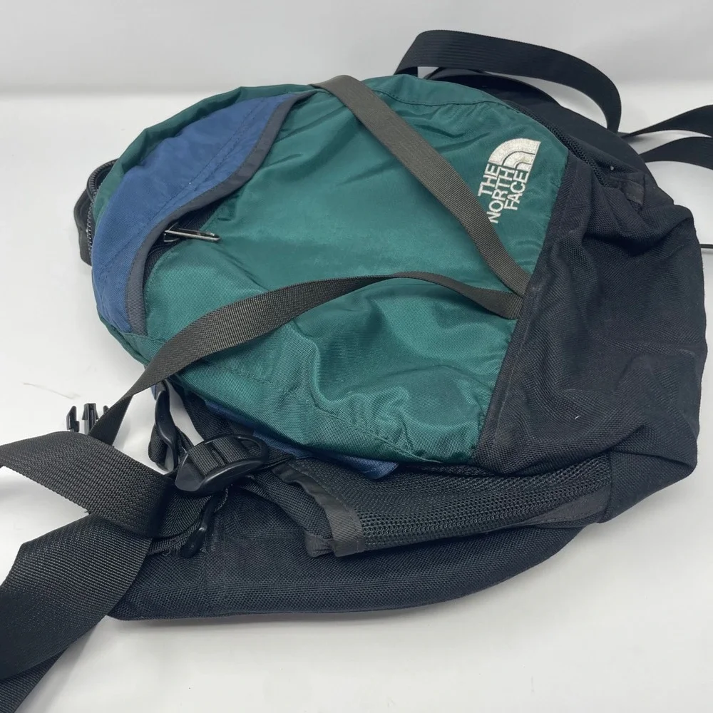 The North Face Vintage Lumbar Waist Pack Green Blue Black Hiking Bag HG2